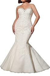 Strapless Applique Lace Mermaid Natural   Waistline Sweetheart Wedding Dress 
