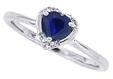 0.62Ct Genuine Sapphire Heart Ring with Diamonds in 10Kt White Gold