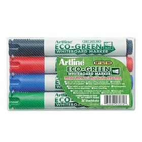 Artline ECO-Green Dry Erase Marker, 4/Pack