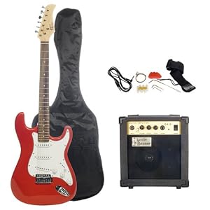 Austin Bazaar Metallic Red Electric Guitar Package with 10 Watt Amp - Beginner Kit