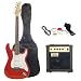 39 Inch Transparent Red Electric Guitar Beginner Kit with 10 Watt Amp