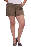 Torrid Plus Size Rolled-Cuff Snap-Tab Short - Taupe