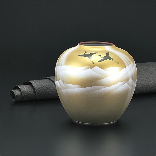 九谷焼 6号花瓶 銀彩山 【陶器,花器,フラワーベース】 