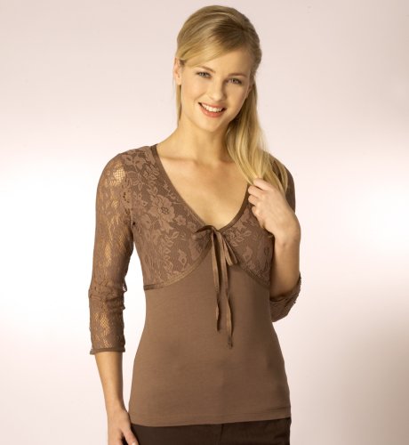 Per Una 3/4 Sleeve Mock Shrug Lace Top clothing