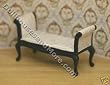 Handcarved Black Settee White Satin Dollhouse Miniature