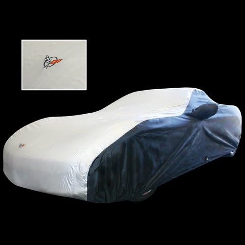 Designer Mat Two Tone 1997-2004 Corvette C5 Embroidered Logo Car Cover (Black/Silver)