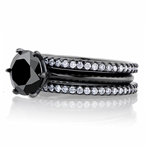 black cz wedding ring
