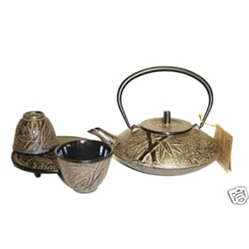 Japanese Cast Iron Tea Set  Sand bamboo by Kafu