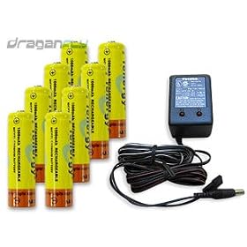 Battery + Charger Combo for RC Transmitters - 8AA 1000mAh NiCD with TX Wall Charger by Draganfly Innovations Inc