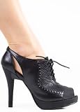 Designer Sexy Artistic Oxford Peep Toe Bootie from Hot Fash Shoes - WALNUT Black