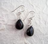 Sterling Silver Crowne Jet Briolette Crystal Drop Earrings