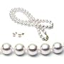 AAA Quality 18 Inch Round 6.5-7mm White Akoya SaltWater Cultured Pearl Necklace & Earrings Set