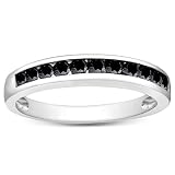 Sterling Silver 1/2 CT TDW Black Diamond Black Rhodium Plated Fashion Ring
