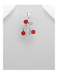 Tree Reconstructed stones Pendant Necklace In 92.5 Sterling Silver