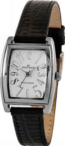 AK Anne Klein #10/6985SVBK Women's Casual Leather Band Watch