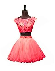 Short Beaded  Jeweled Sequined Tulle Sleeveless Homecoming Dress  With Rhinestones