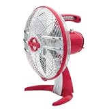 Hunter 90313 Retro High-Performance Oscillating 12-Inch 3-Speed Table Fan, Red and Chrome