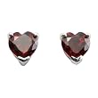 EXP Sterling Silver Heart Shaped Garnet Stud Earrings