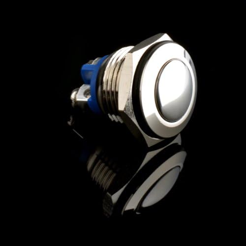 Joyluxy® QN16C1 Momentary Metal Push Button Switch 3A/250VAC 1NO SPST Industrial Car Switch with 2 Pins Suitable for 16mm 5/8" Mounting Hole - Silver Shell