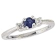 14Kt White Gold Chatham Created Blue Sapphire and Diamond Fashion Ring