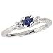 14Kt White Gold Chatham Created Blue Sapphire and Diamond Fashion Ring