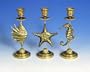 3 BEACH seahorse SHELL starfish Taper CANDLE holders NU