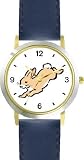 Cotton tail or Cottontail Jack Rabbit or Bunny Animal - WATCHBUDDY&reg; DELUXE TWO-TONE THEME WATCH - Arabic Numbers - Blue Leather Strap-Size-Large ( Men's Size or Jumbo Women's Size )