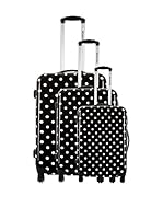 PLATINIUM Set de 3 trolleys rígidos (Negro / Blanco)