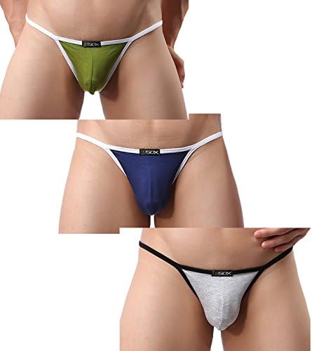 Breathable Modal Fabric Underwear 3-Pack Men's Sexy Low Waist Briefs NK30 (L, Green/Navy/Light gray)