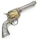 Commemorative US M1873 Old West Six Shooter Pistol - Replica of Classic .45 Western Fast Draw Revolver - Metal Prop Gun with Scenes from the Battle of the Little Big Horn