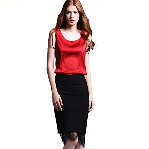 Zmart Women's Sexy Round Neck Satin Camisoles Tank Tops