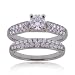Ladies 14K White Gold Engagement Wedding Set w Diamonds