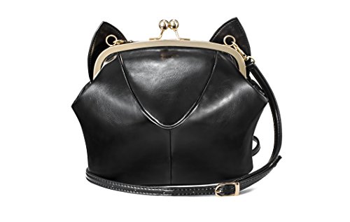 XMLiZhiGu Girls' Cute Purse Handbag Crossbody Shoulder Bags Pu Leather Black Cat Ear Bag Womens Cosmetic