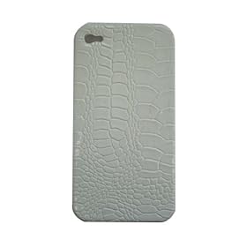 Small Croc Skin Leather Hard Cover Case for Apple iPhone 4G (White).