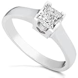1/2carat EGL Certified Princess Cut Diamond Solitaire Ring in 14K White Gold (GH/SI)