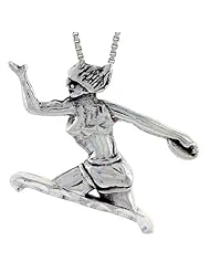 Sterling Silver Discus Thrower Pendant, 1 1/4 inch tall
