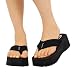 Soda Women's Foam Platform Thong Flip Flop Beach Sandals Black Size 6