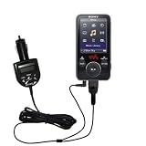 FM Transmitter with integrated Car Charger for the Sony Walkman NWZ-E438F - uses Gomadic TipExchange Technology