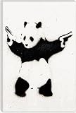 Panda With Guns by Banksy Canvas Painting Art Print #2075 18x12