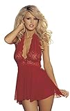 Women's Babydoll Lace And Net (Red;One Size)