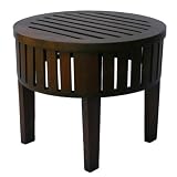 41fZ2Qms3cL. SL160  Handmade Asian Furniture   Carved 24 Round Slatted Coffee Table / End Table Walnut Brown Finish
