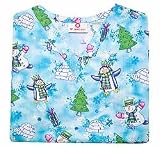 Royal Penguins Cotton V-neck Christmas Scrub Top Nursing Uniform (Size Med or Lrg)