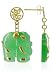 14 KT Gold Green Jade Elephant 14K Back Post Earrings