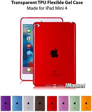 iPad Mini 4 Clear TPU Case, iMacket TotalShield Crystal Clear Soft TPU Gel Case with Shock Absorption for Apple iPad Mini 4 [Latest Version] (Red)