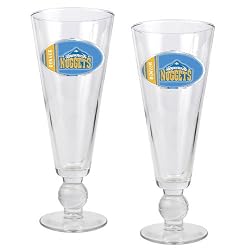 Denver Nuggets NBA 2pc Pilsner Glass Set with Basketball on stem - Oval Logo by Great American Products