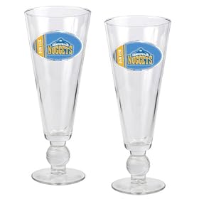 Denver Nuggets NBA 2pc Pilsner Glass Set with Basketball on stem - Oval Logo by