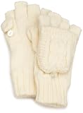 Isotoner Women's Solid Irish Cable Knit Palm Flip-Top Glove With Convertible Button Thumb