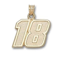 Driver Number 18 Large 5/8" Charm/Pendant -14K/10K, Stainless Steel or Gold Plated