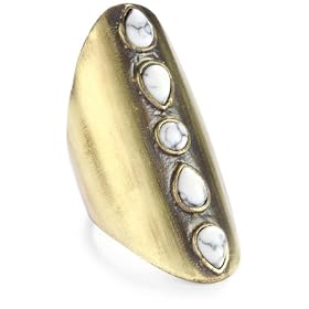 Beyond Rings Haute Hippie Gold Long Ring With White Howlite S