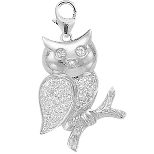 14K DIAMOND OWL CHARM – WHITE GOLD